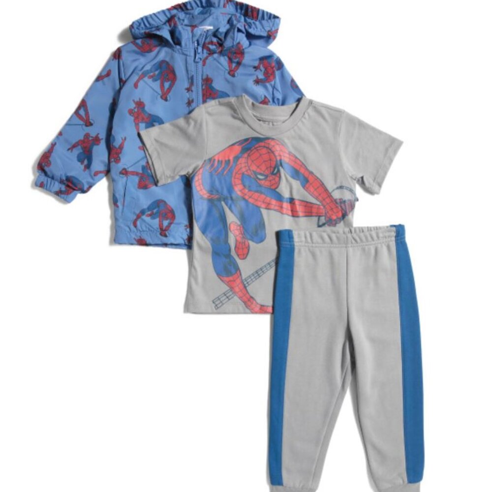 NWT SPIDERMAN Toddler Boys 3pc Hooded Jacket Set